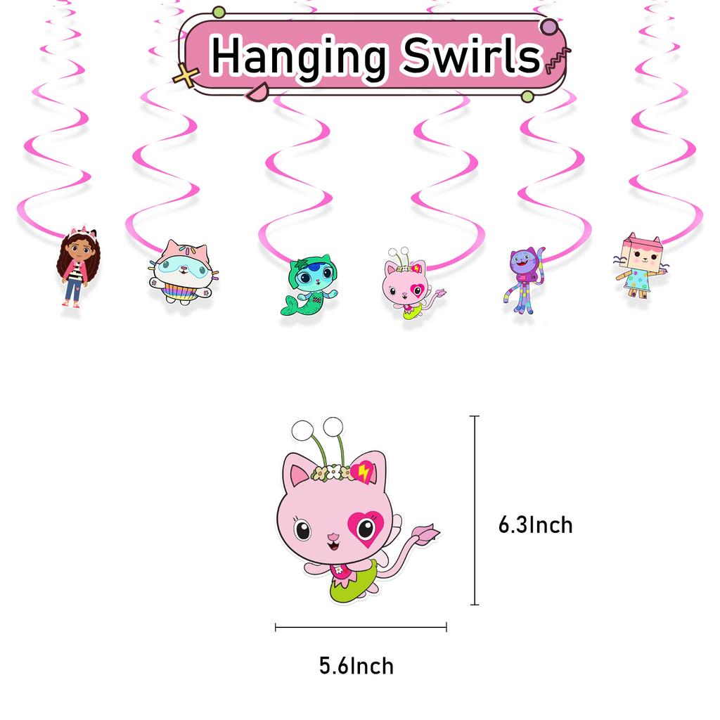Gabby Dollhouse Birthday Party Favors Gabby Bracelets Stikers Cake Topper Balloons Classroom Rewards Party Pinata Fillers Gifts
