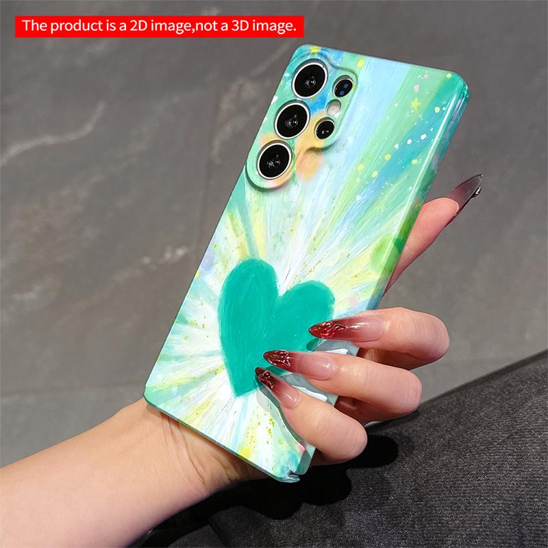 2DFlat Samsung phone case Teal Heart Radiance with Butterflies and Stars Applicable to Galaxy S22 S23 S24 S25ULTRA S26 A12 A13 A14 A15 A16