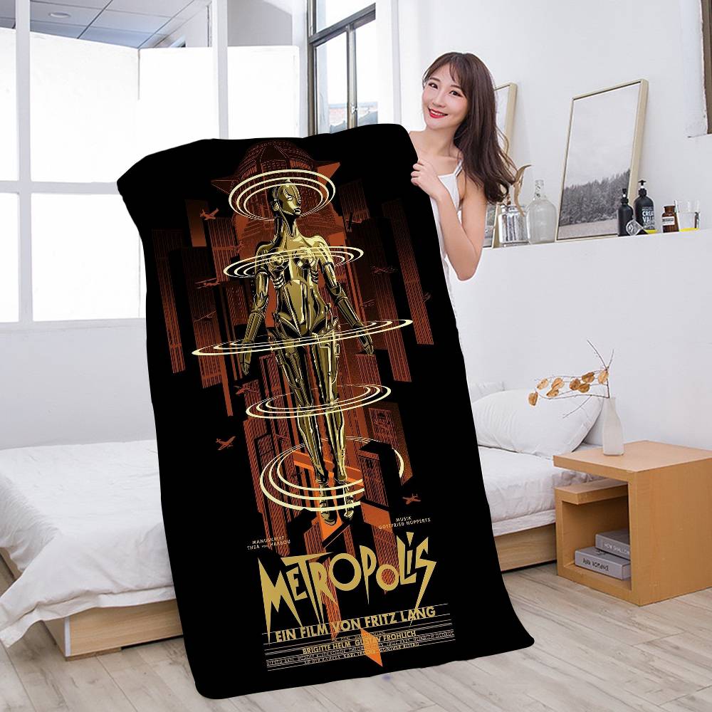 Vintage 80s Metropolis Movie Microfiber Beach Towel Absorbent Quick dry Soft Yoga Swimming Resort Mountain Climbing Towel