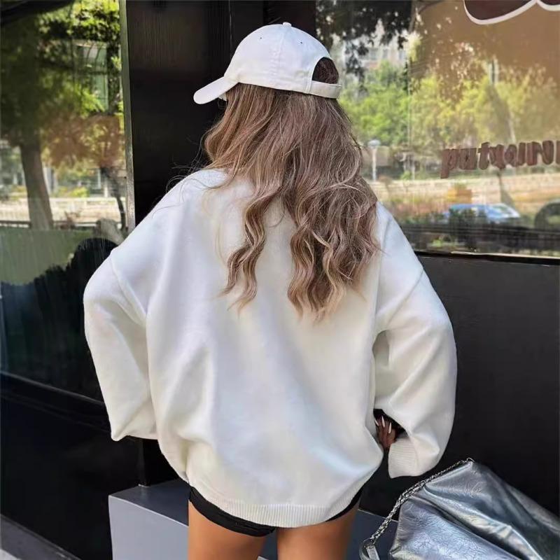 Женский свитер-топ с вышивкой Love Line для осени и зимы, ленивый стиль, свободный и повседневный