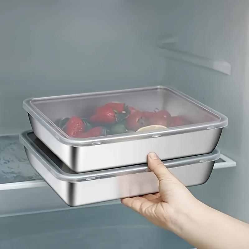 1 шт. Прочный контейнер для хранения продуктов из нержавеющей стали 304 - Герметичный, не содержит БФА, подходит для микроволновой печи и холодильника, не хрупкий
