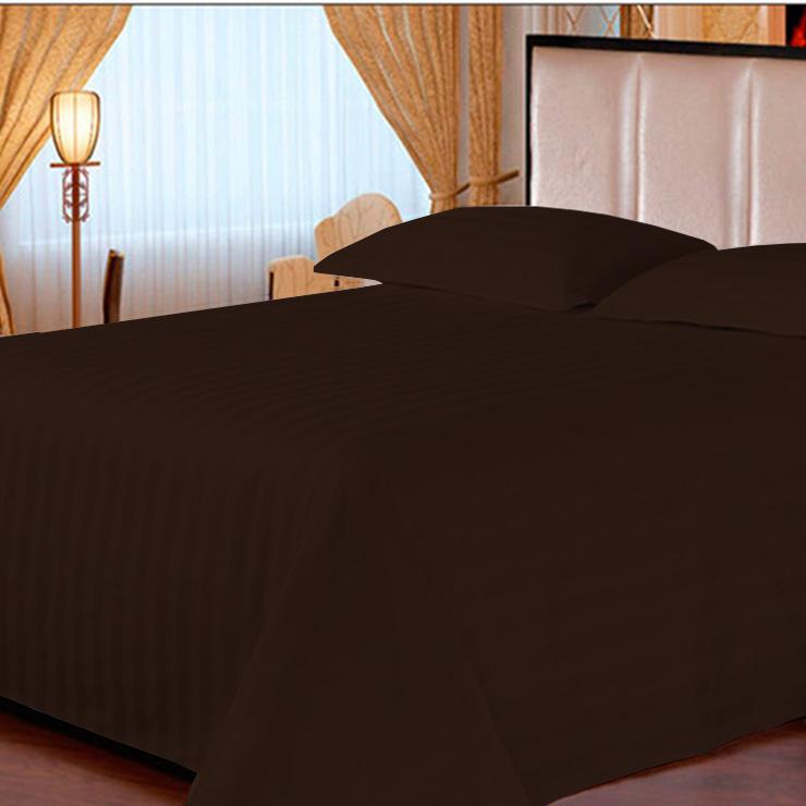 3PC Striped Flat Sheet Set In 100% Egyptian Cotton, 600TC - Includes 1 Flat Sheet & 2 Pillow Shams, Multiple Sizes & Colors