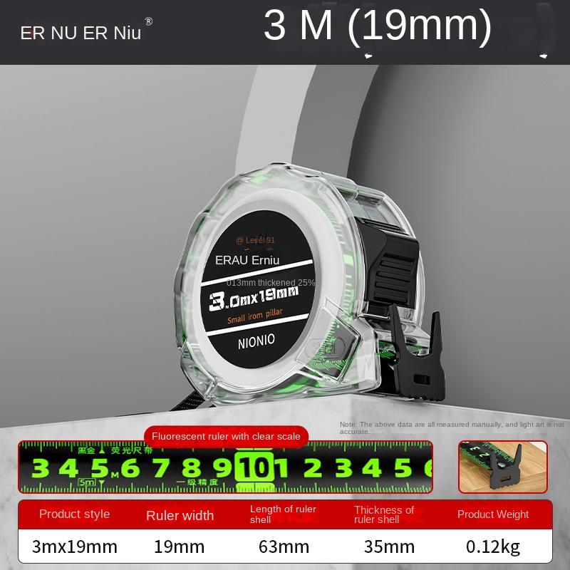 3/5/7/10 м флуоресцентная рулетка с двухсторонней шкалой, черная технология, износостойкая утолщенная многоцелевая измерительная лента