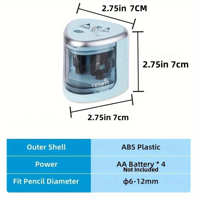 Dual Hole Automatic Electric Pencil Sharpener with Sharp Blade Compact Portable Student School Office Pencil Sharpener Stationery