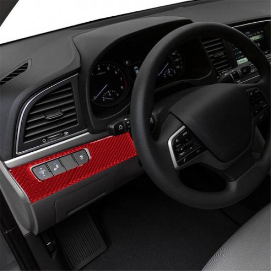 Red Carbon Fiber Interior Headlight Control Cover Trim For Hyundai Elantra