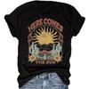 Женские графические футболки 'Here Comes The Sun' Ретро Винтажные Хиппи Топы