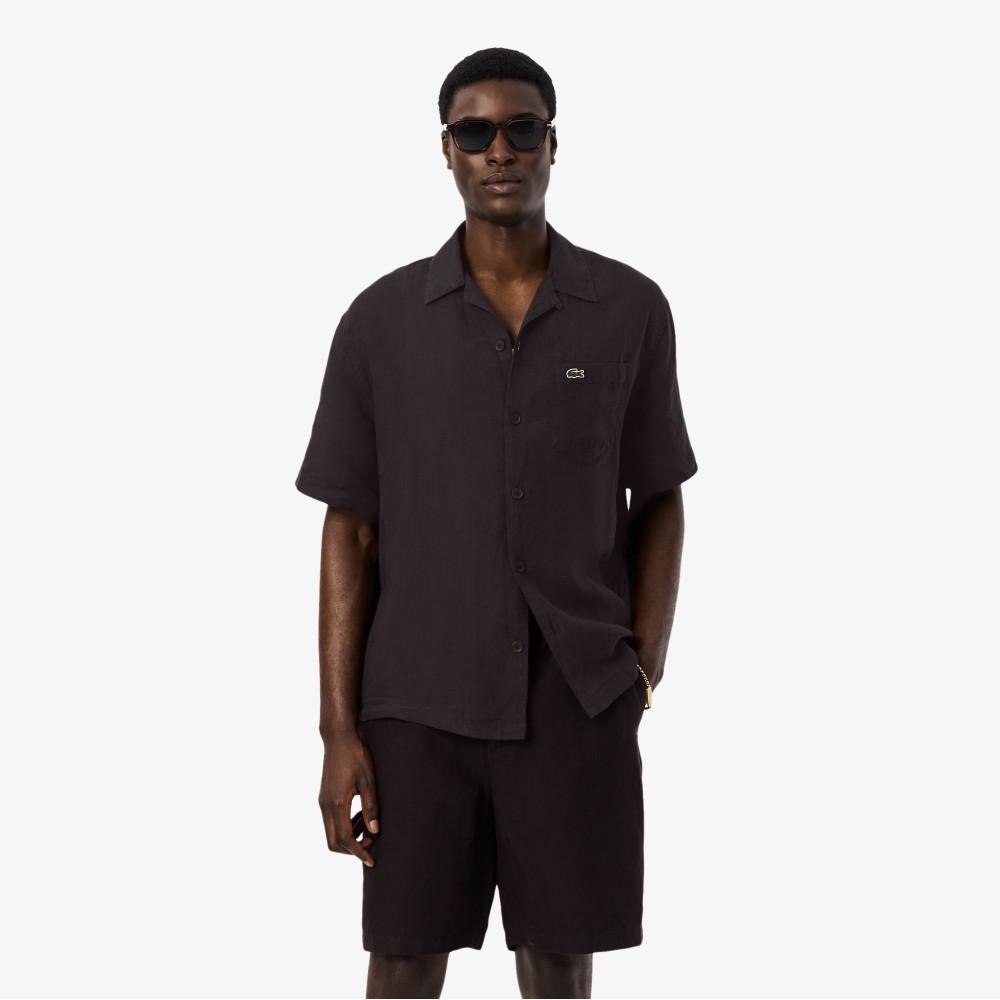 Lacoste Мужская льняная рубашка с коротким рукавом и гавайским воротником CH2339-56G3LA