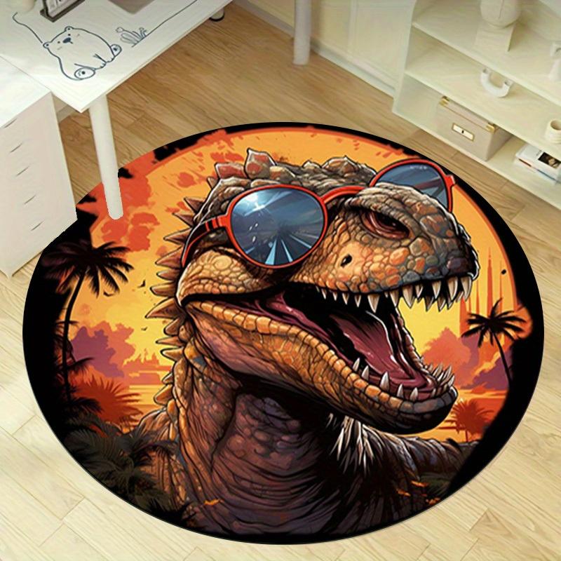 1pc Cool Dinosaur with Sunglasses Outdoor Round Carpet for Home Office Decor GiftRA1530