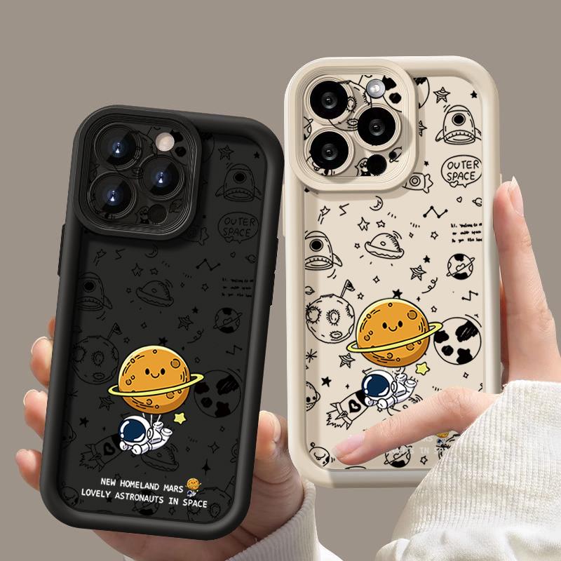 Чехол для телефона для iPhone 16 Pro Max 16e 15 14 13 12 11 XR XS 8 7 с рисунком астронавта, противоударный, мягкий силиконовый чехол из ТПУ, Fundas