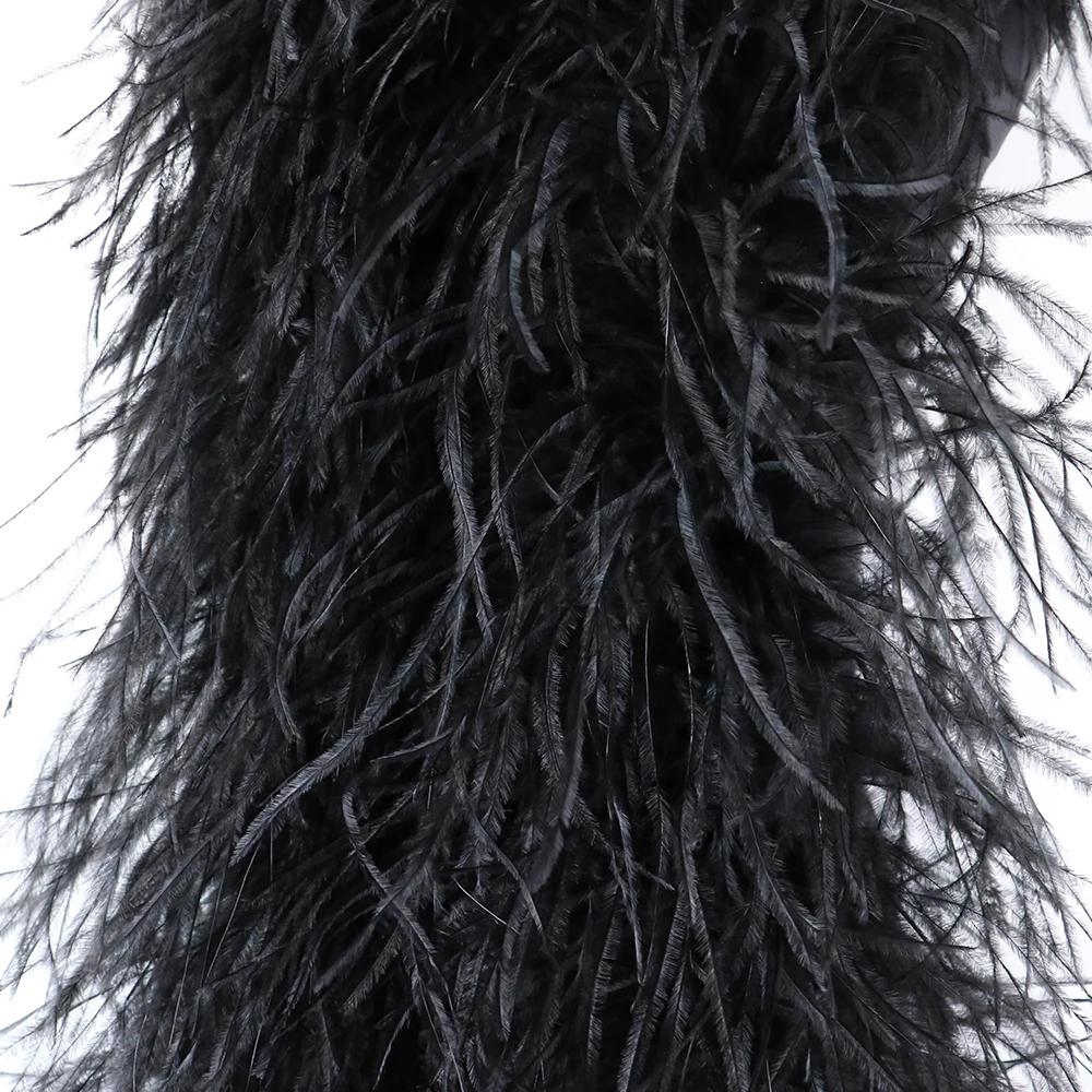 DIY 0,5 метра Толстая боа из страусиных перьев 2-20 слоев Лента Шитье Платье Шарф Шаль DIY Карнавал Свадебная вечеринка Одежда Декор юбки-перья