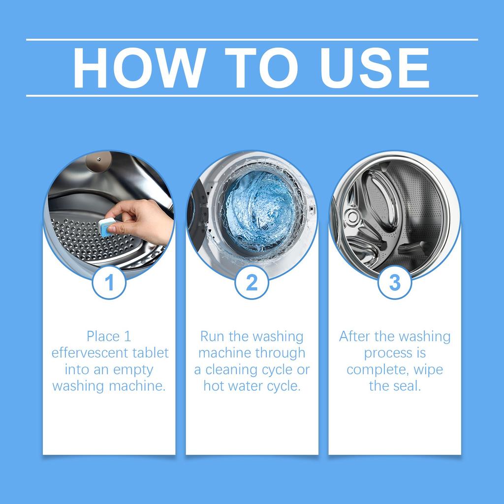 Очиститель для стиральных машин, средство от накипи - таблетки для глубокой очистки для стиральных машин с фронтальной и верхней загрузкой, для очистки внутренней части барабана и уплотнителя бака для стирки