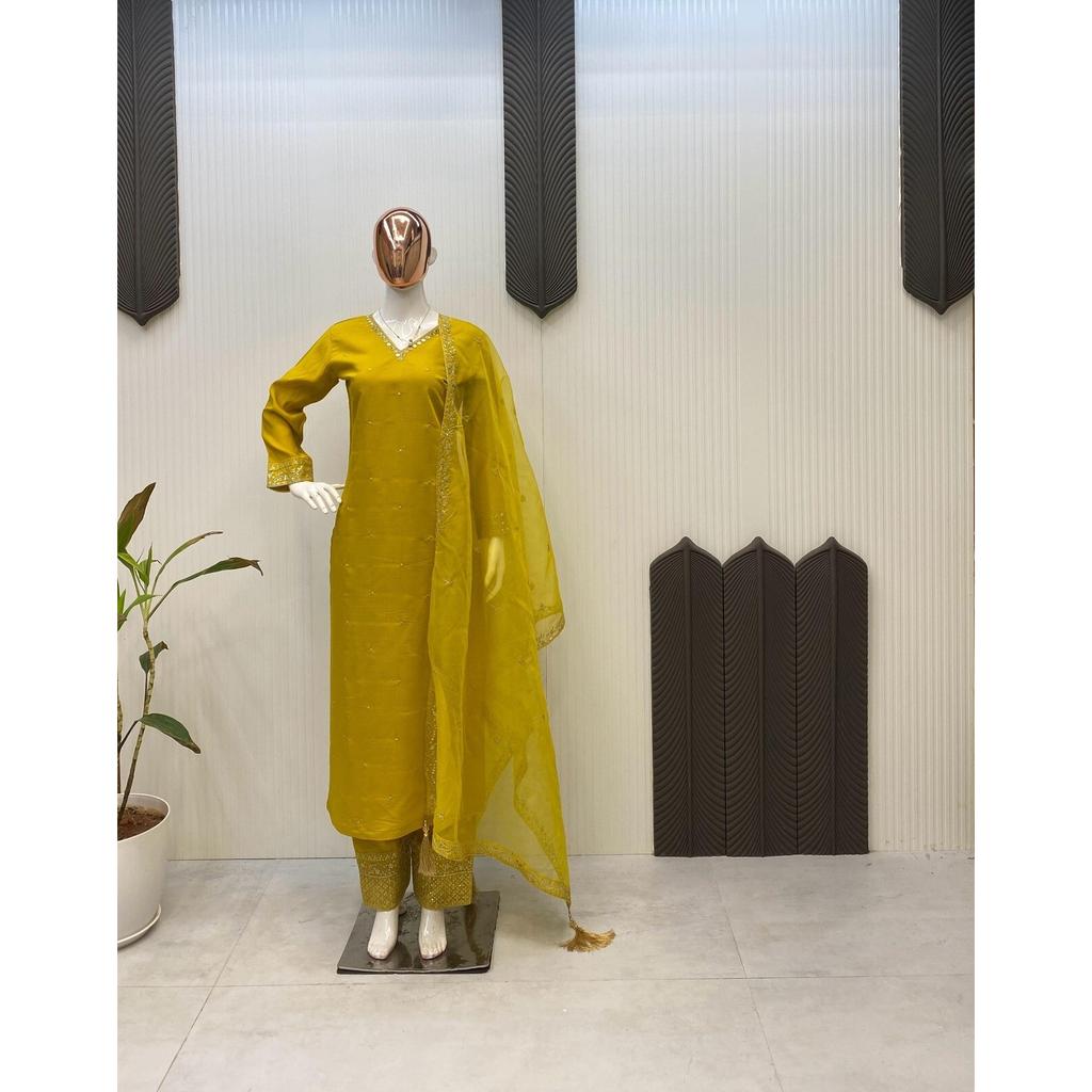 Женский комплект из топа и туники в стиле Болливуда, курти, брюк, дупатта, индийская праздничная одежда, костюм-шальвар VF-20240