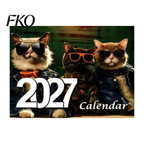 Traditional Style Calendar 2027 Wall Calendar, Decorative Monthly Planner with Metal Twin-Wire Binding for Professional Office Supplies Easy