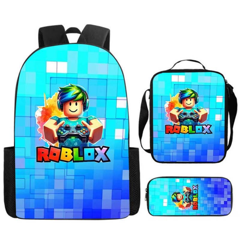 ROBLOX Themed Kids Backpack School Lightweight Durable Oxford Fabric Bag With Padded Straps Cartoon Print Grades 1-9