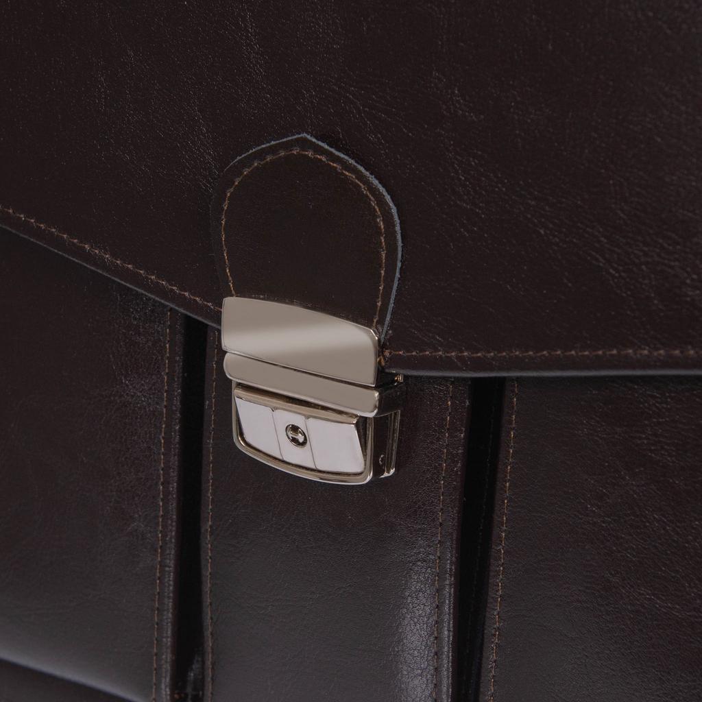 Skórzana aktówka męska na laptopa - ekskluzywna teczka biznesowa z trzema komorami
