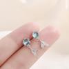 Синие серьги-рыбки для женщин - японский и корейский 925 серебро, милый прозрачный дизайн
