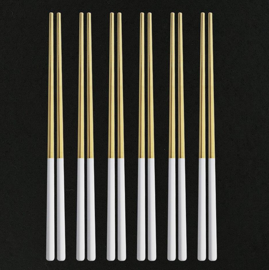 Black Gold Stainless Steel Chinese Chopsticks Non-Slip Reusable Metal Chopstick for Home Food Sticks Tableware Kitchen Tool