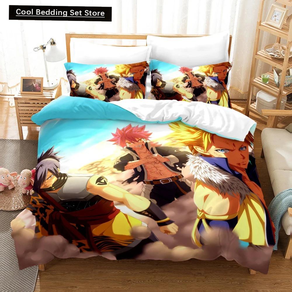 3D Print Anime Fairy Tail Logo Natsu Bedding Set Boys Girls Twin Queen Size Duvet Cover Pillowcase Bed Kids Adult Home Textiles