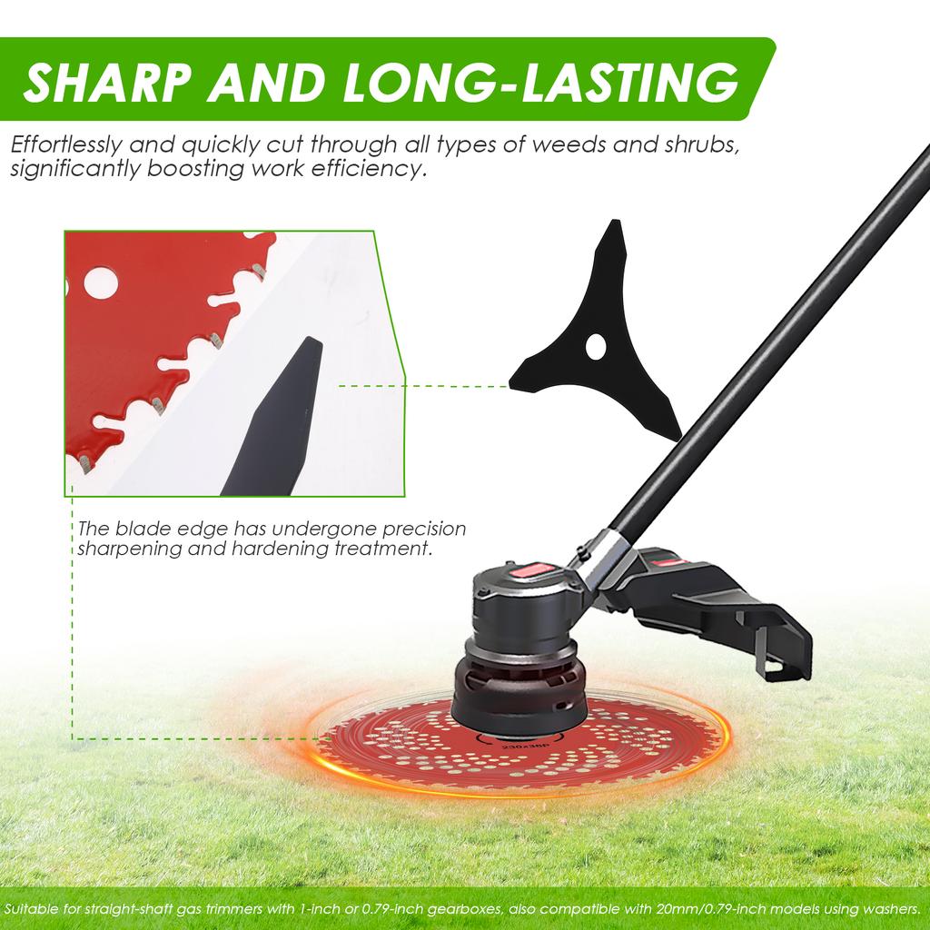 Комплект лезвий для кустореза из марганцевой стали Power Teeth Запасные лезвия для бензинового триммера с прямым валом для садоводства