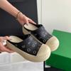 Soft Leather Version~ Thick-soled Heightening Hole Shoes Women's Summer Breathable Sandals Bag Head Half Slippers Casual Boken Shoes