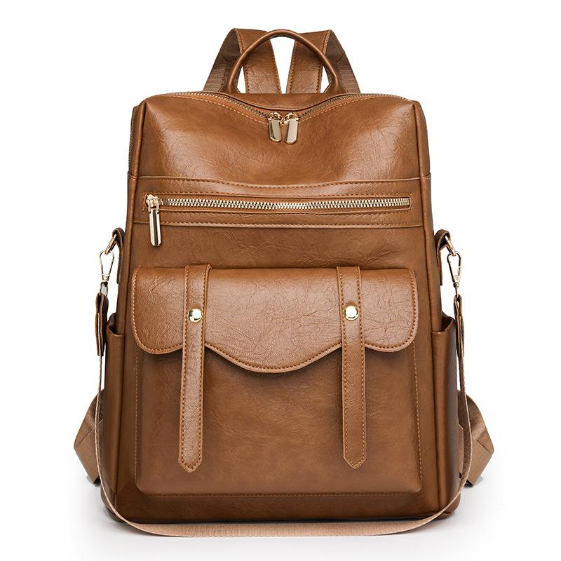 Мягкий кожаный рюкзак для женщин, Ретро британская мода, Универсальный школьный рюкзак, Повседневный