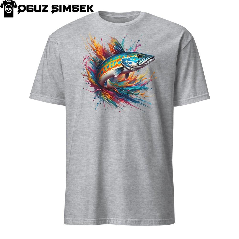 Colorful Northern Pike Fish Trout Splashes Unisex T-Shirt - Sizes S-3XL