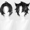 In Stock Wriothesley Wig Game Genshin Impact Cosplay Short Black Gray Hair Fontaine Wriothesley Cosplay Wig Anime Wigs + Wig Cap