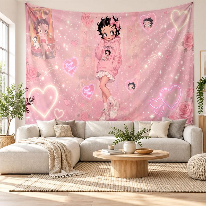 Betty Boop Wall Tapestry Home Decor Hanging Cloth Art Background Tapestry for Bedroom