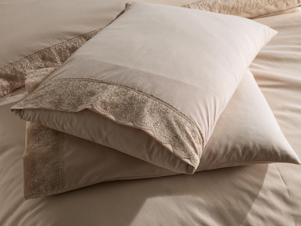 Комплект пододеяльников Yonca 6шт, Пододеяльник 200х220, Простыня 240х260 Хлопчатобумажная ткань, Полный размер, Двойной размер Бежевый