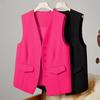 Women Single Breasted Sleeveless Vest Open Front Office Work Blazer Casual V