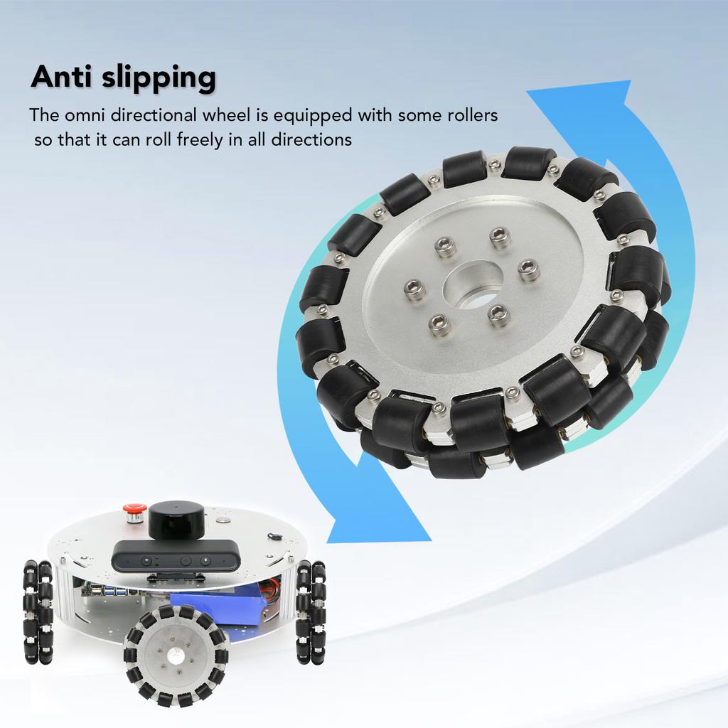 152mm Wheel, Rubber Aluminum Alloy 360 Degree Rotation Double Row Wheel with 28 Rubber Rollers for 3 Triangular Mobile Robot and 14085 Mobile R