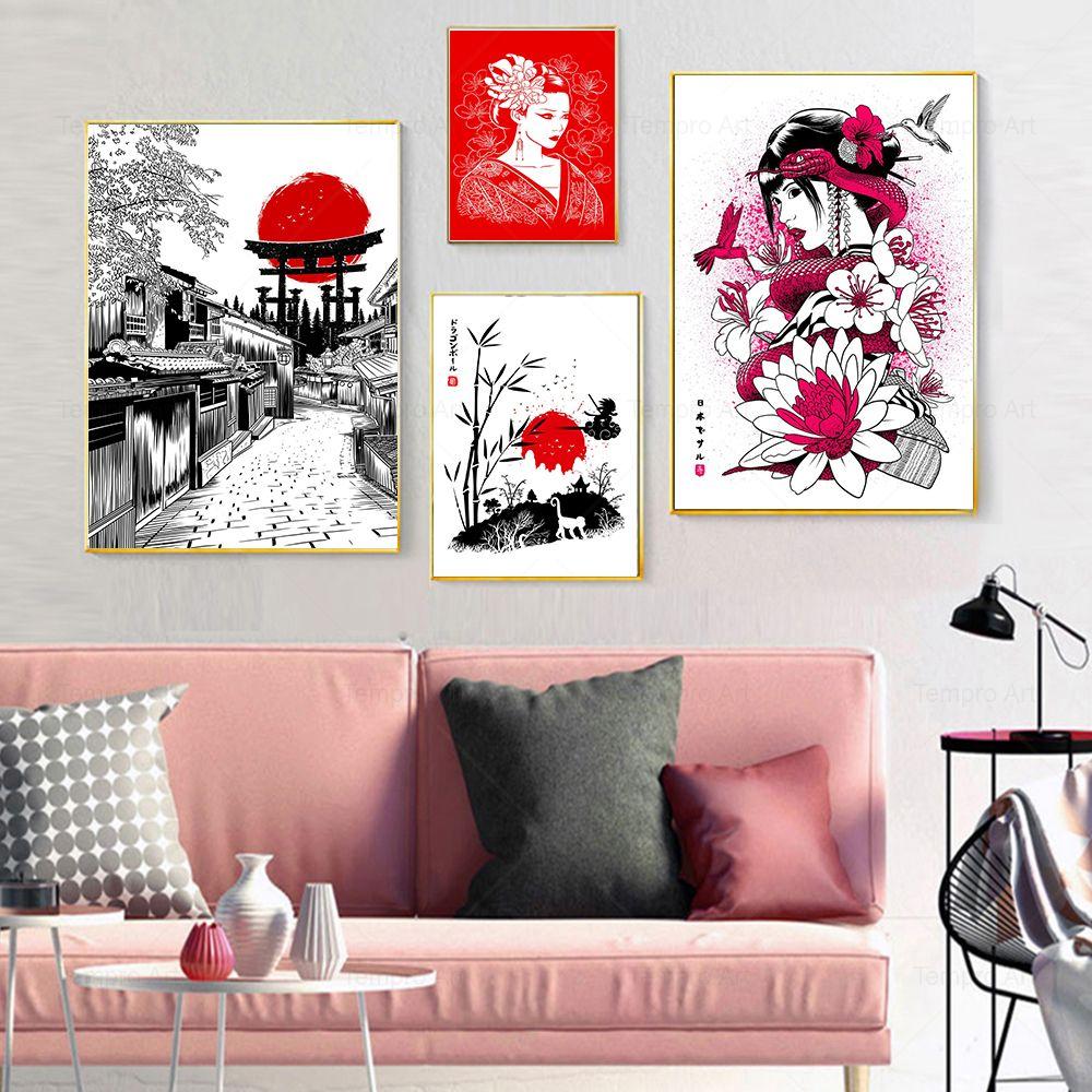 Японские чернила Бонса Бусидо картина маслом на холсте настенный художественный постер и принты гейша самурай картина для гостиной домашний декор