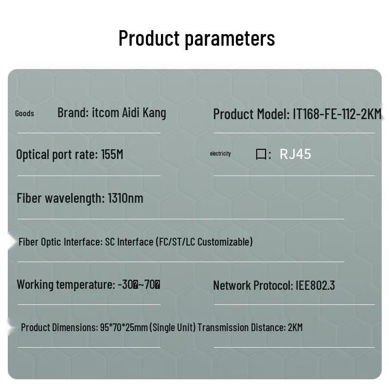 ITCOM Fiber Optic Transceiver Ethernet Converter