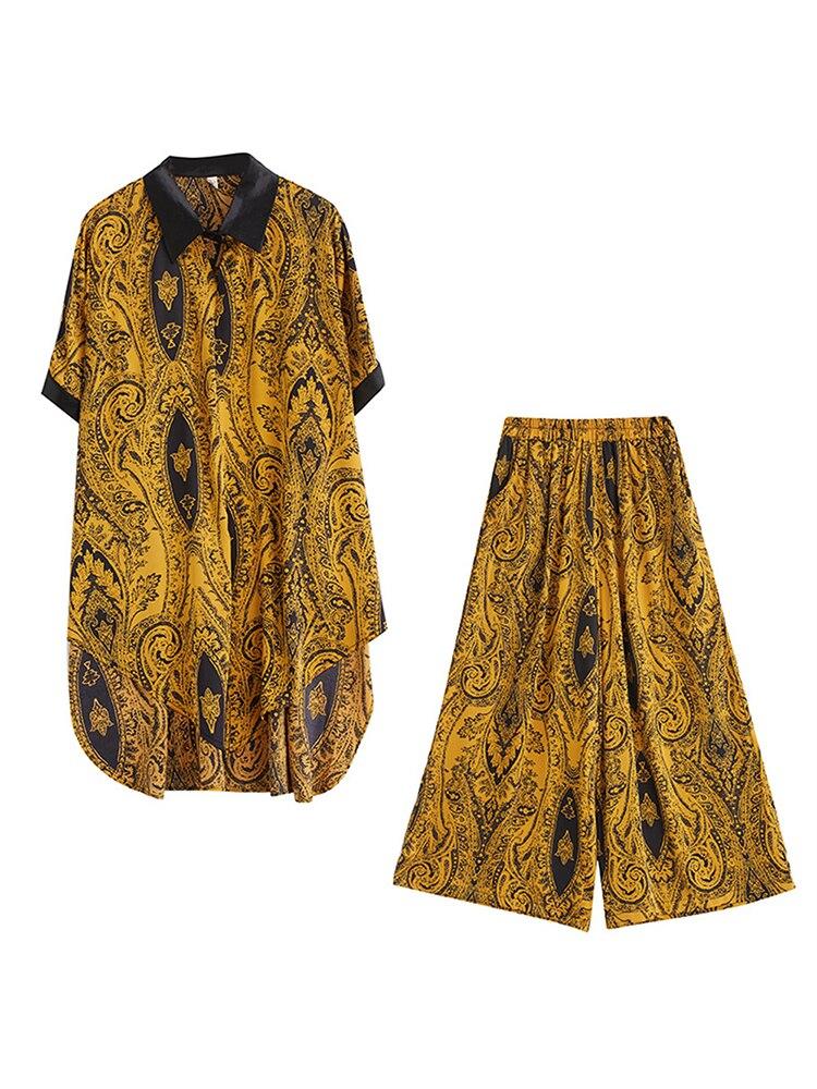 Xitao Новые женские комплекты из двух предметов с принтом и брюками WLD11383