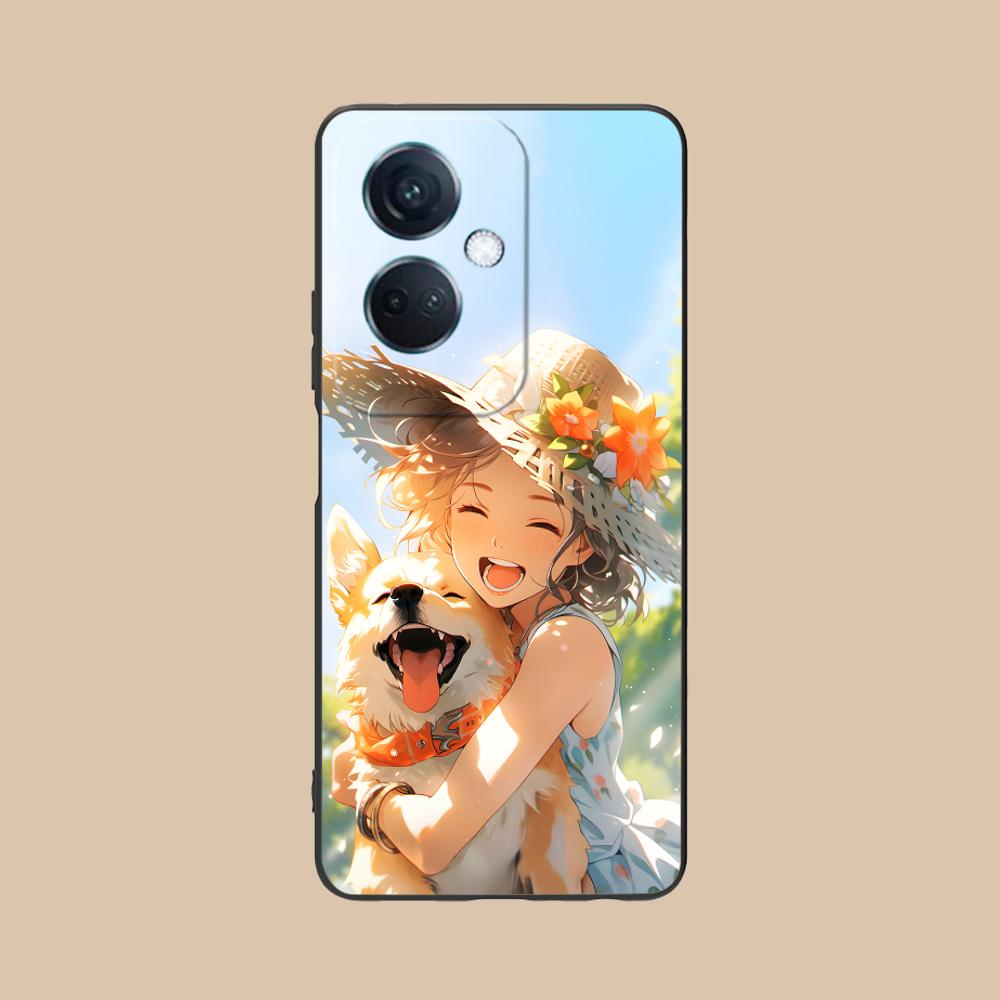 Чехол для мобильного телефона OPPO Reno 14 13 12 11 10 9 8 7 6 5 F T Pro 5G с матовым TPU, с рисунком девочки и щенка, цветной