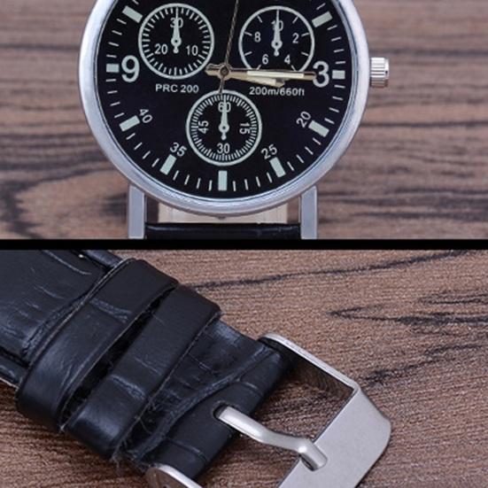 Мужские кварцевые часы с круглым стеклянным циферблатом, четкий принт, разборчивый, высокая точность, регулируемый ремешок из искусственной кожи, декоративные мужские наручные часы, бизнес-подарок