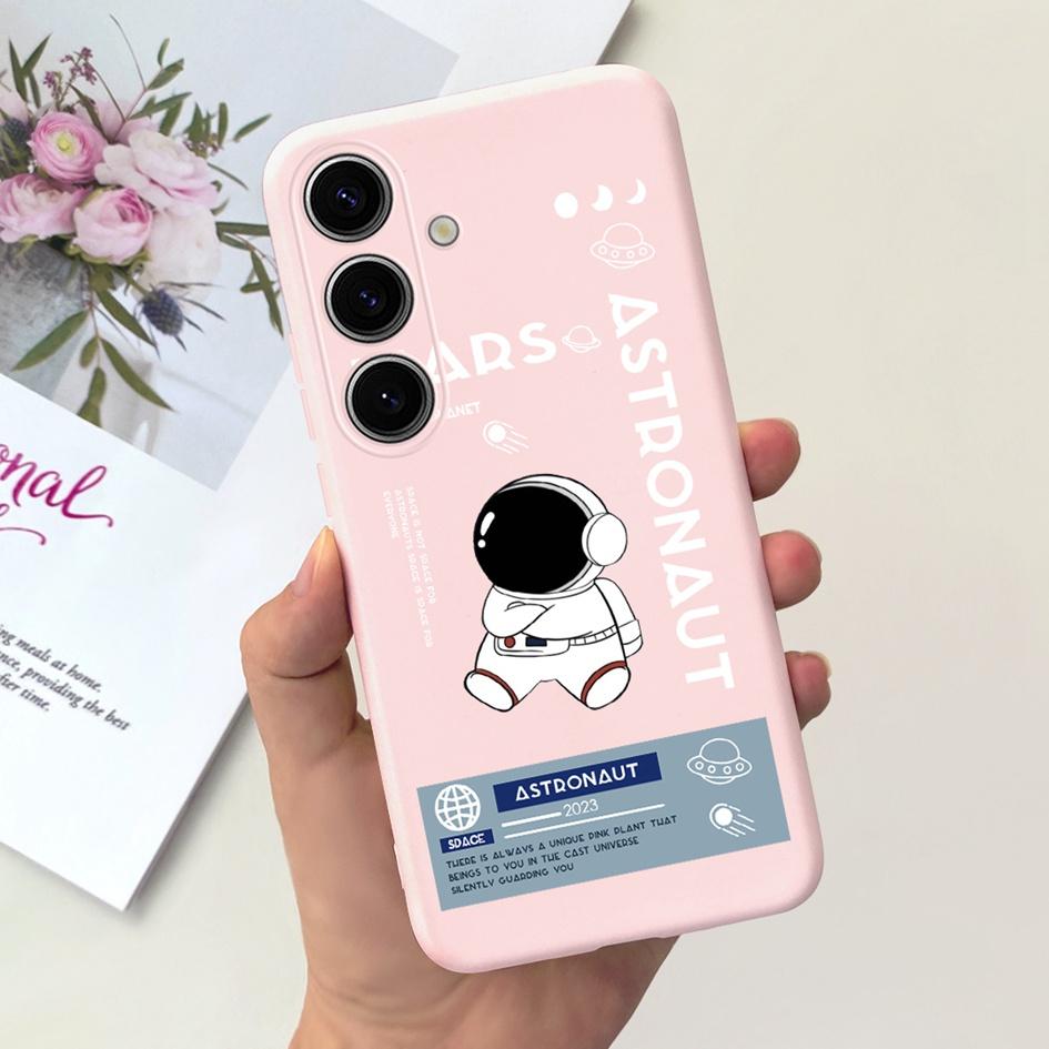Чехол для Samsung Galaxy S24 Plus Милый Желтый Утенок Астронавт Матовый Силиконовый Мягкий Чехол для Samsung S 24 S24 Ultra S24+ 5G Funda
