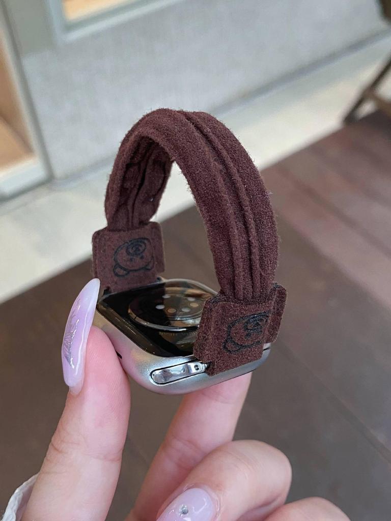Совместимый ремешок для Apple Watch S10, Ultra, iWatch 9876 поколений и SE - Дизайн «Маленький медвежонок», стиль резинки для волос.