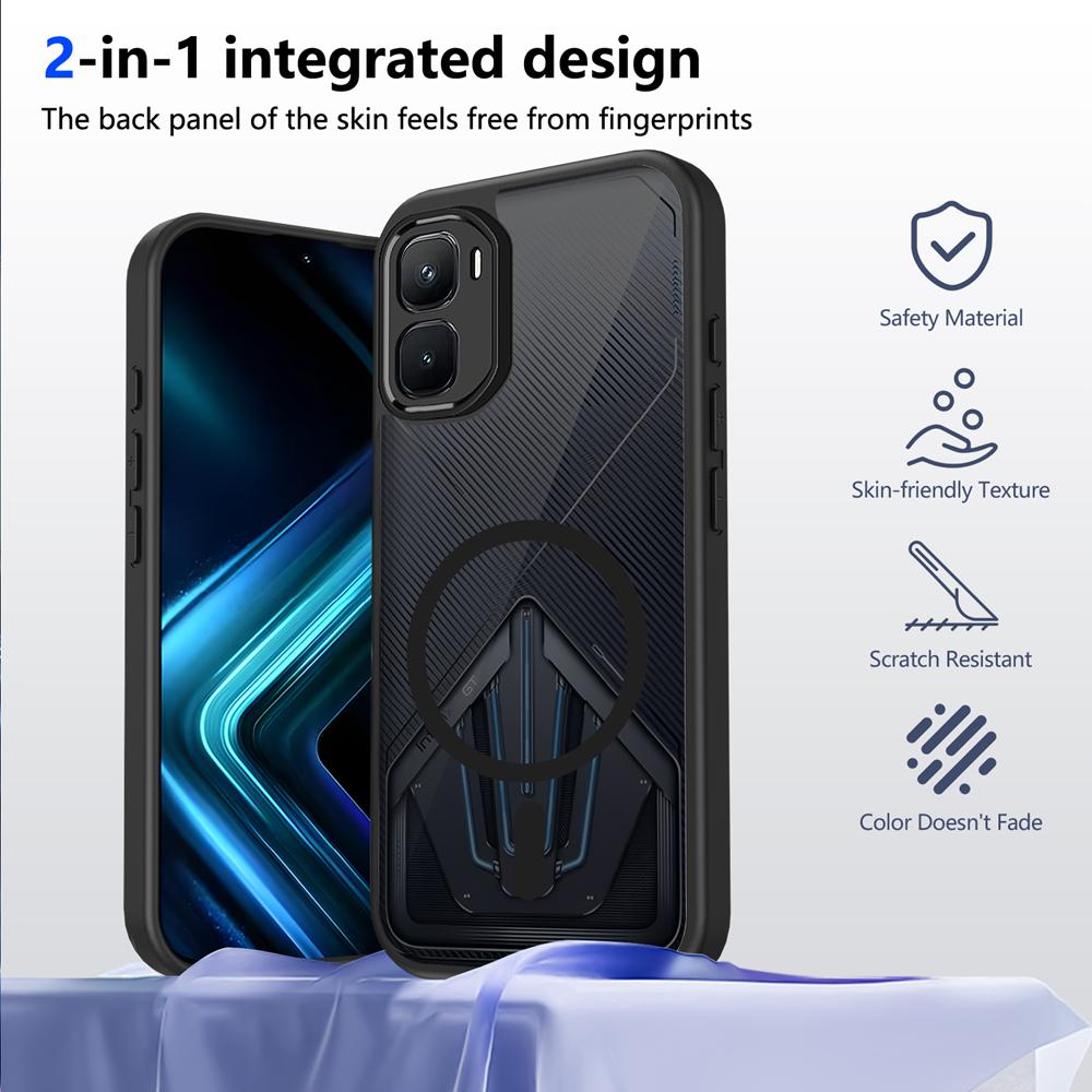 KEYSION Магнитный чехол для телефона Infinix GT 50 Pro 5G Силикон+ПК Матовый Полупрозрачный Черный Ударопрочный чехол для Infinix GT 50 Pro