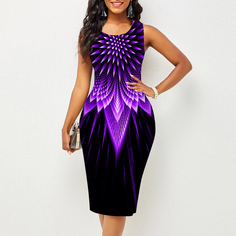 Женское платье Sling SummerArrow Print Print Dresses Tight Sleeveless Slim Fit Sexy Fashion Top Clothing