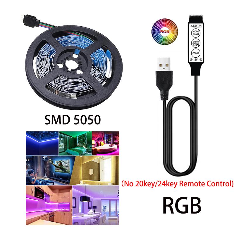 Светодиодная лента 5050 гибкая лента для лампы 3-кнопочный датчик звука RGB лента 1 м 2 м 3 м 4 м DC5V украшение подсветка для телевизора