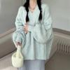 Осень-зима Женский свитер Harajuku свободного покроя Трикотажные пуловеры Корейский длинный рукав V-образный вырез Трикотаж Preppy Solid Loose Джемпер
