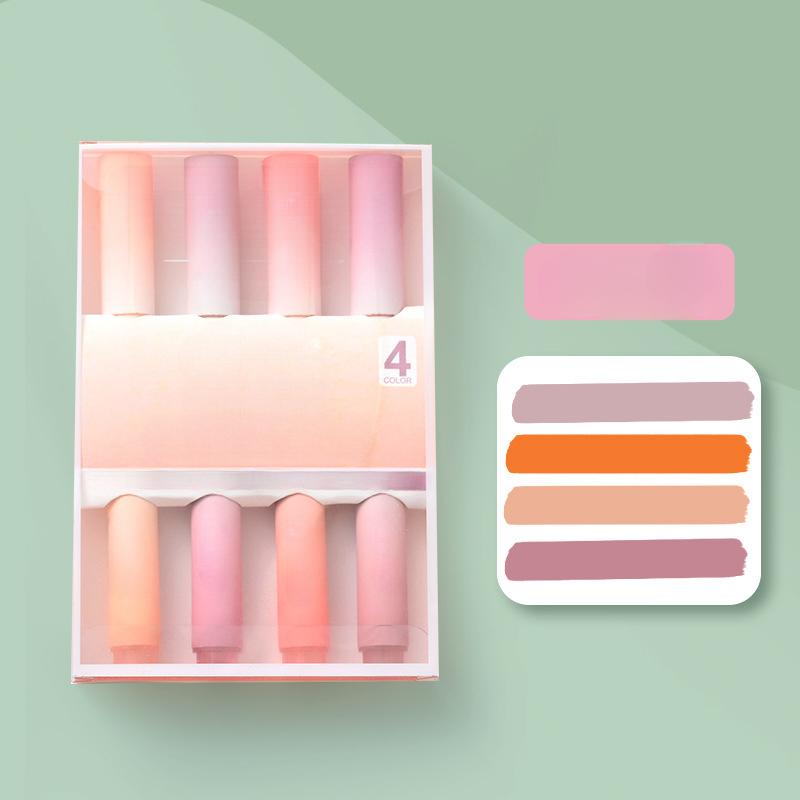 4 шт./набор Ручка-маркер с цветным штрихом высокой ценности, студенческий маркер-хайлайтер