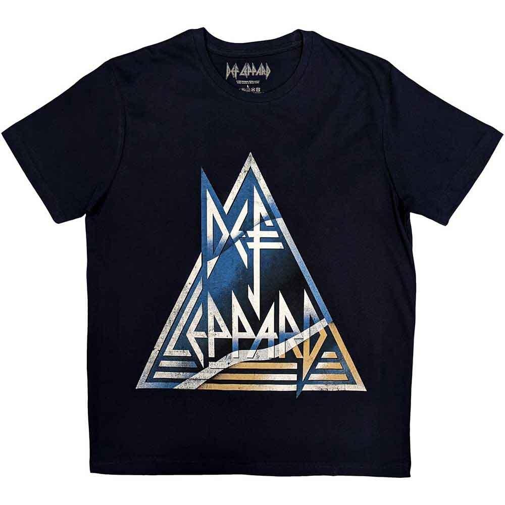 Rockoff Trade Unisexs Def Leppard Triangle Logo T Shirt Blue (Navy) Small