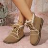 Women Flats Ankle Suede Snow Boots Winter Short Plush Warm Shoes New Lace Up Walking Cotton Shoes Casual Femme Zapatillas