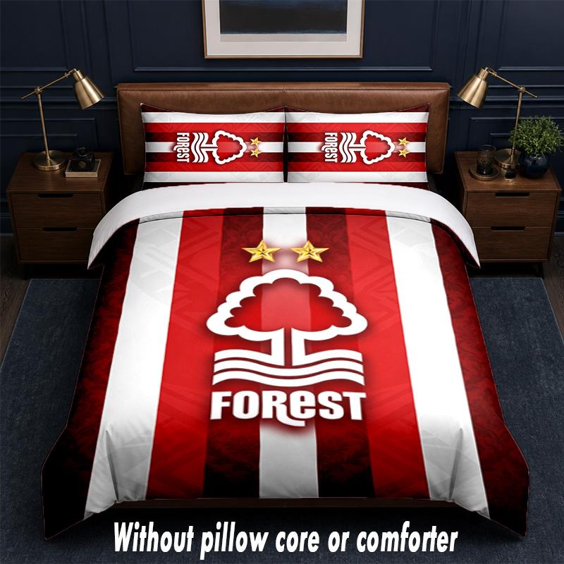 Nottingham Forest Design Bed Bedding Set 1 Duvet Cover + 2 Pillowcases Soft Breathable Household Bed Linens