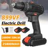 2000W 50N.m Cordless Electric Screwdriver Drill Hammer Variable Speed 3 In 1 Cordless Impact Drill with 2 Batteries