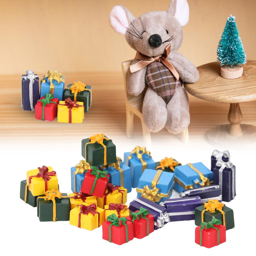 Mini Christmas Ornaments Educational Doll House Christmas Present Boxes Resin Portable 5 Colors for 1:12 Dollhouse