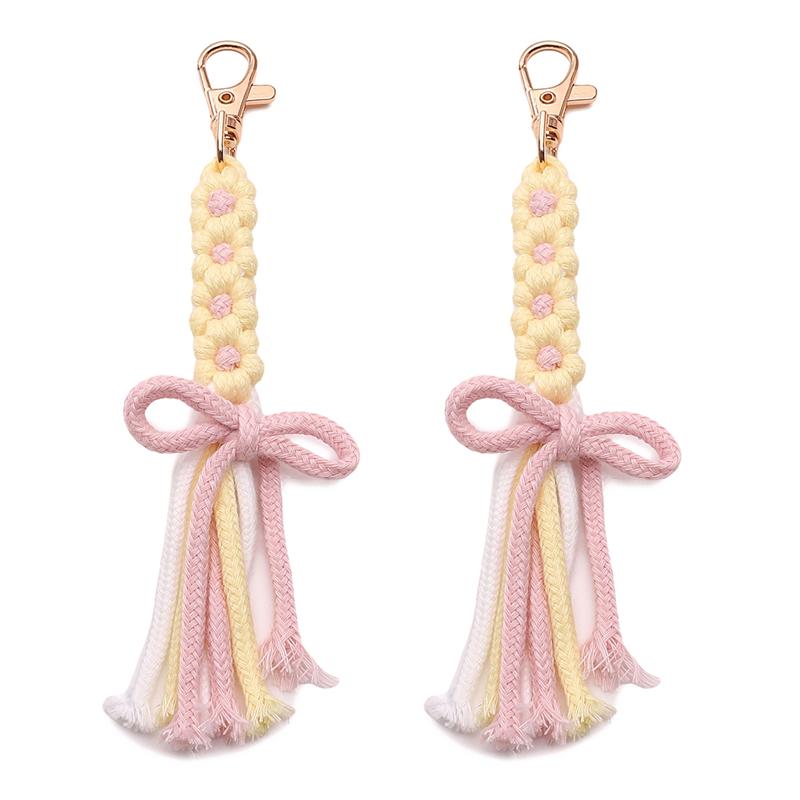 1pc/bag Alloy + Cotton Rope Daisy Key Chain DIY Craft Accessories