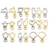 10Pcs Cute Moon Star Heart Cat Animal Flower Hollow Diy Keychain Accessories Lobster Clasp Key Ring With 8Mm Open Ring